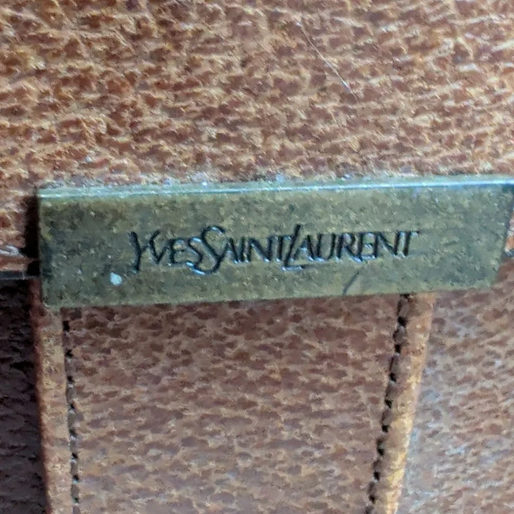 RARE Upright Unisex Yves Saint Laurent Elegant Brown Textured Leather Tote Bag